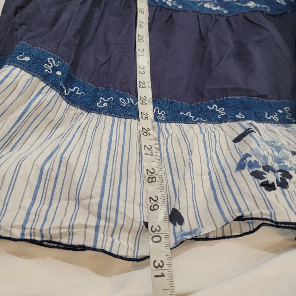 Vintage Womens Maxi Skirt Size 14 Blue Tiered Boho Indie Artsy Floral Tie Dye - Picture 5 of 6